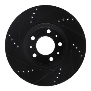 Pontiac Solstice Brake Rotor (1) - Front Right - R1 Concepts - Drilled & Slotted - Black - `06-`10